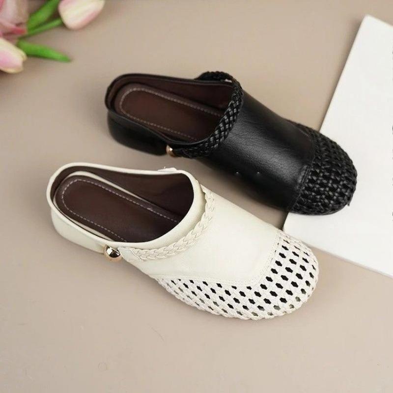 

Дышащая обувь, Вязаные полушлепанцы, Модная верхняя одежда, Универсальные, С круглым носком, Шлепанцы на толстом каблуке для женщин 40 бежевый