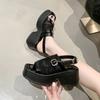 Mode 2025 Neue modische und vielseitige Keilsandalen Damen Plateau Schuhe High Heels Klobig Absatz Sommer Keilsandalen