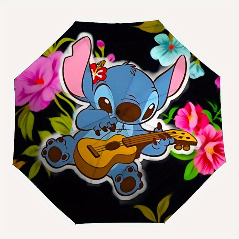 

1pc Stitch Automatic Folding Umbrella: Compact 8-rib Design Cartoon Travel Companion for Outdoor, Casual Accessory