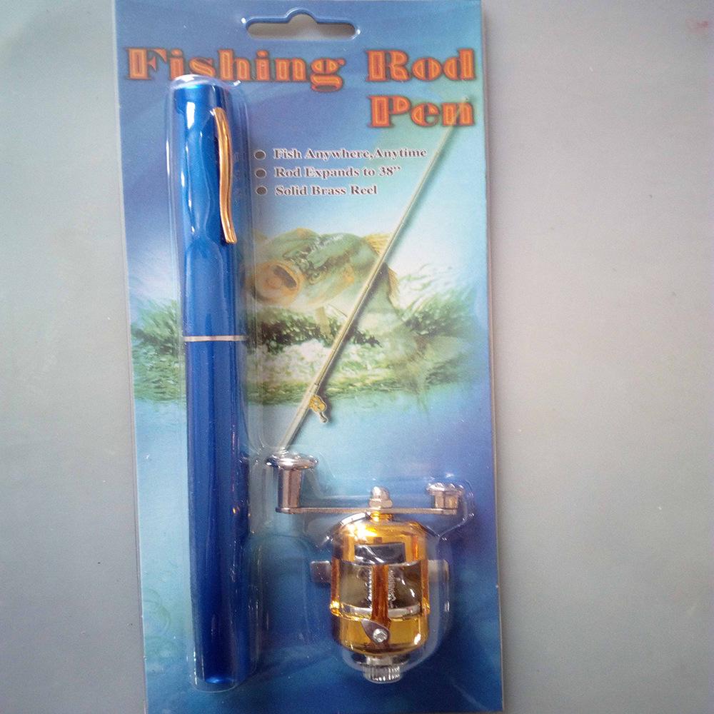 

Multi-Functional Pen Fishing Rod with Metal Fountain Pen and Mini Plastic Drum Reel in Blister Packaging 1M Metal Pen with Plastic Reel