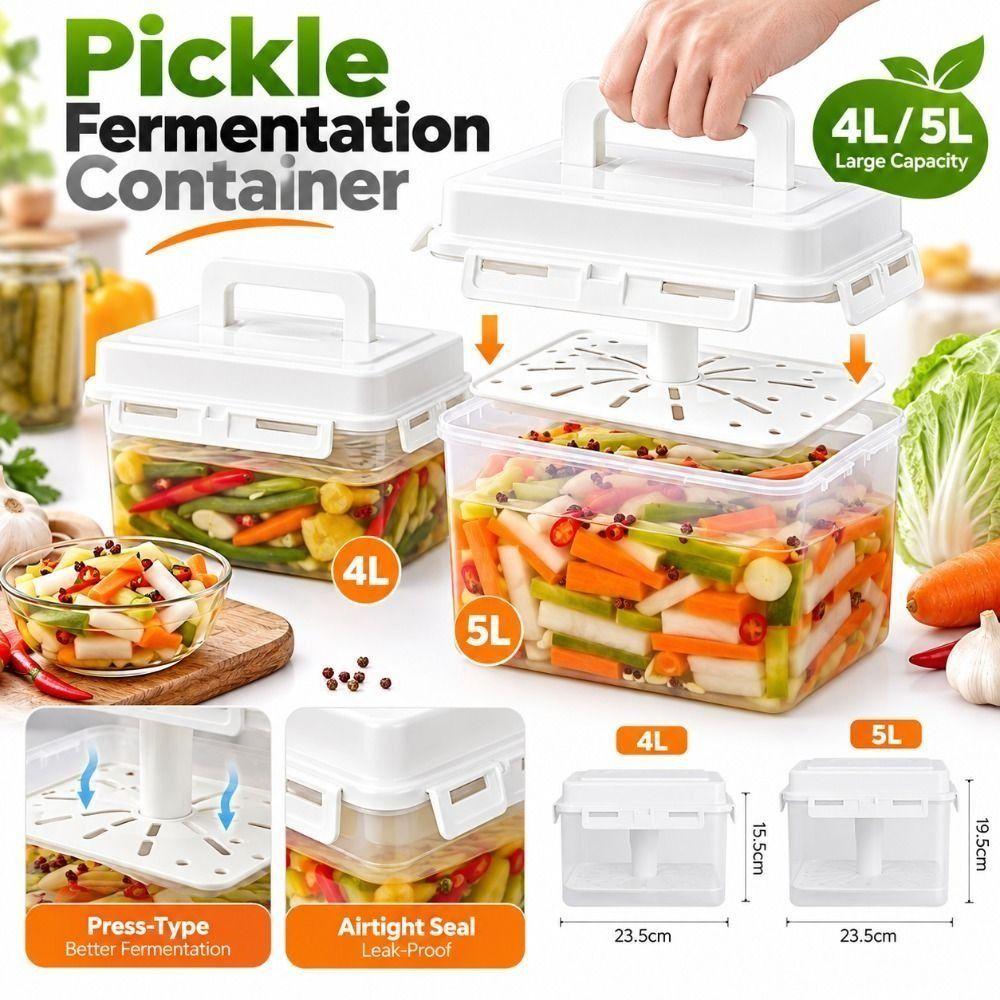 Sealed Lid Pickle Fermentation Container Plastic Pickled Vegetable Jar Kimchi Making