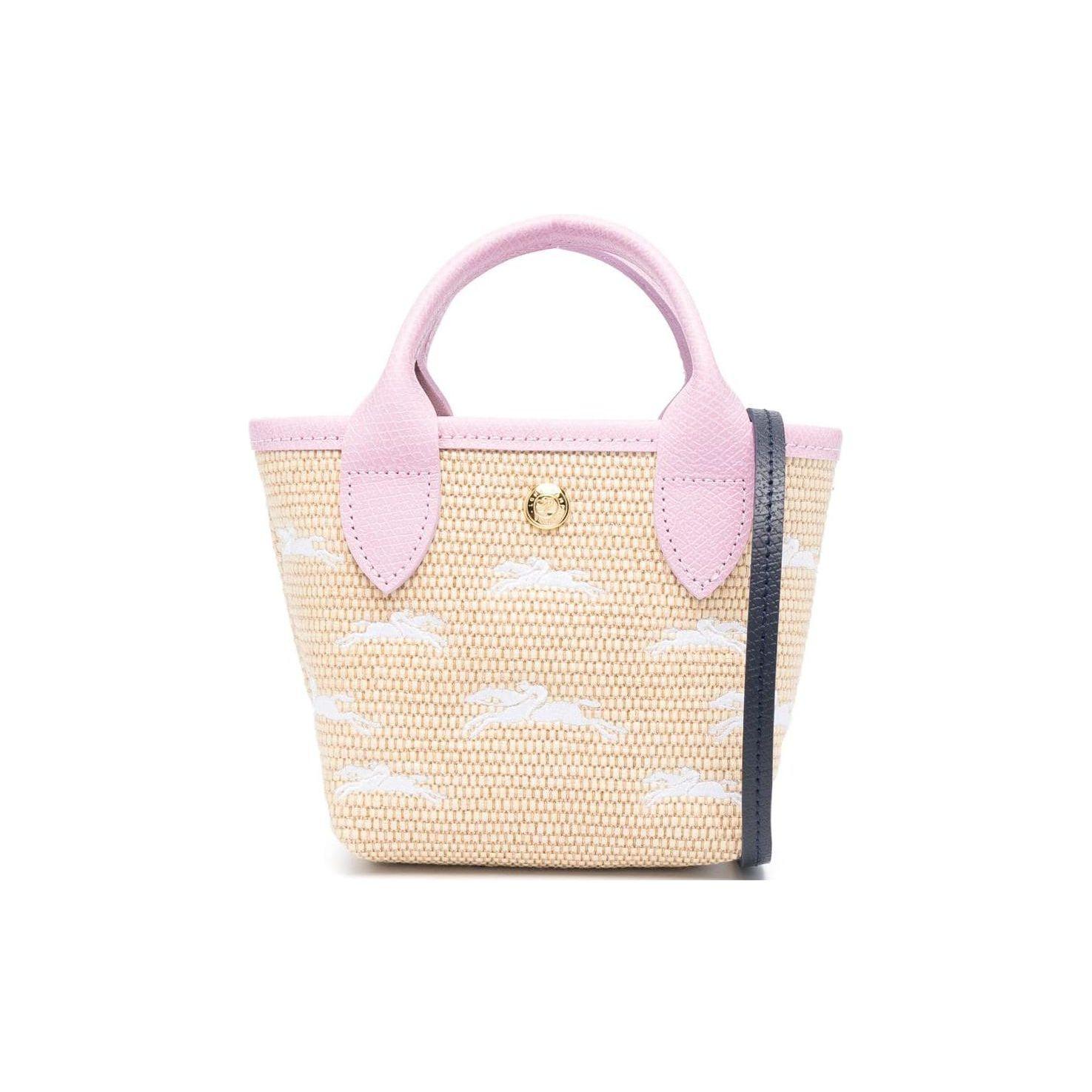 

Longchamp Le Panier Pliage Logo Snap Closure Leather Mini Handbag Women handbag Beige Pink 10206HCFP75 Beige & Pink