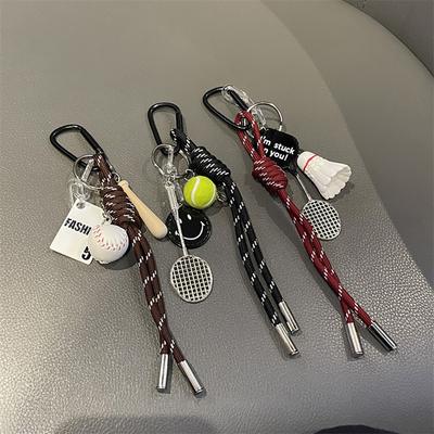 Korea Cute Sport Baseball Badminton Tennis Braided Rope Pendant Strap Cord For iPhone Pendant Keyring Bag Girl Phone Chain Decor