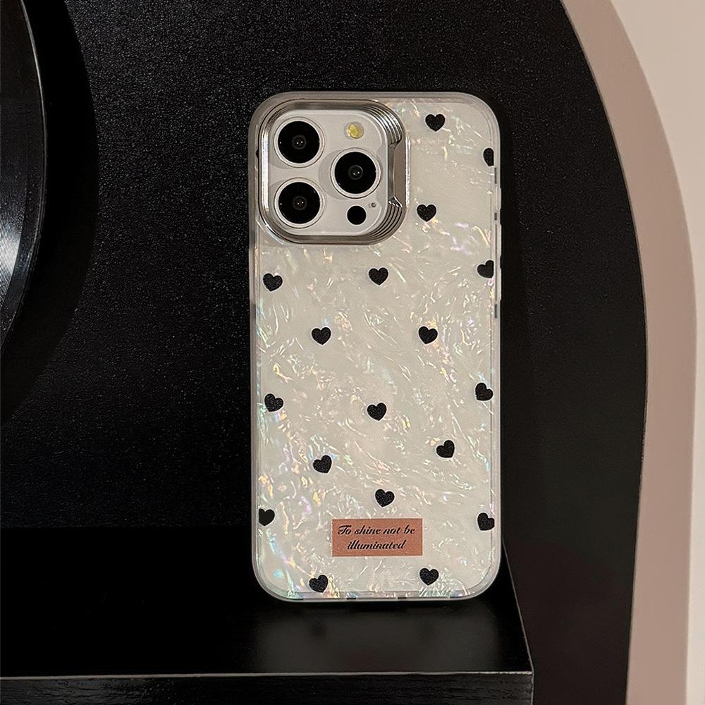 High End Shell Pattern Love Apple 14 Mobile Phone Case 13 Simple Iphone15promax Suitable for 11 Anti Fall Hard