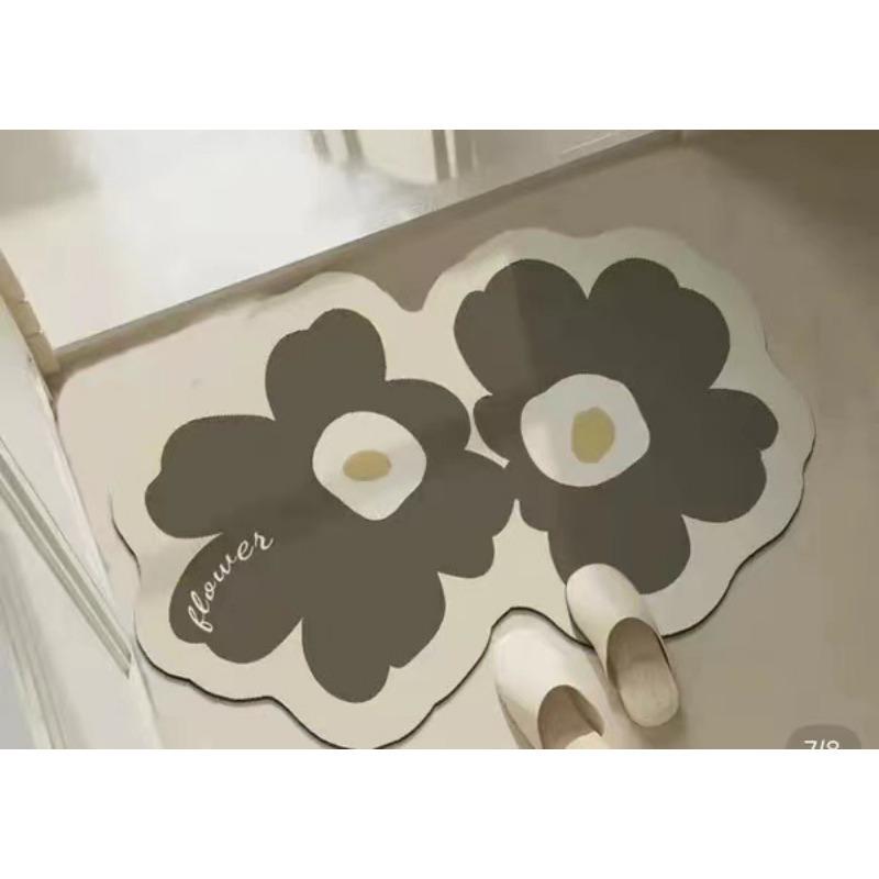 

Коврик для ванной комнаты с диатомовой грязью, коврик для двери ванной комнаты, впитывающий нескользящий коврик для двери в ванную комнату с цветком`` 40×60cm