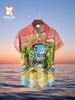 Moisture-wicking Palm Tree 5 O'clock Pattern Chest Pocket Hawaiian Shirt