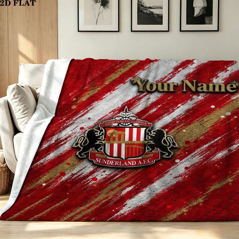 1PC Sunderland A.F Custom Name Patterned Flannel Blanket Suitable For All Seasons for Home Decor Warmth and Comfort Gifts Holiday Present