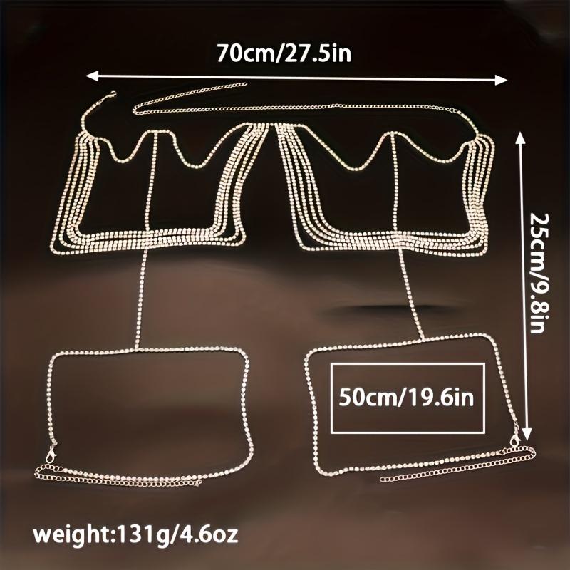 Iced Out Shiny Rhinestone Waist Leg Chain & Underwear Thong Chain Set Bling Bling Body Chain Jewelry Glamorous Body Jewelry Accessories