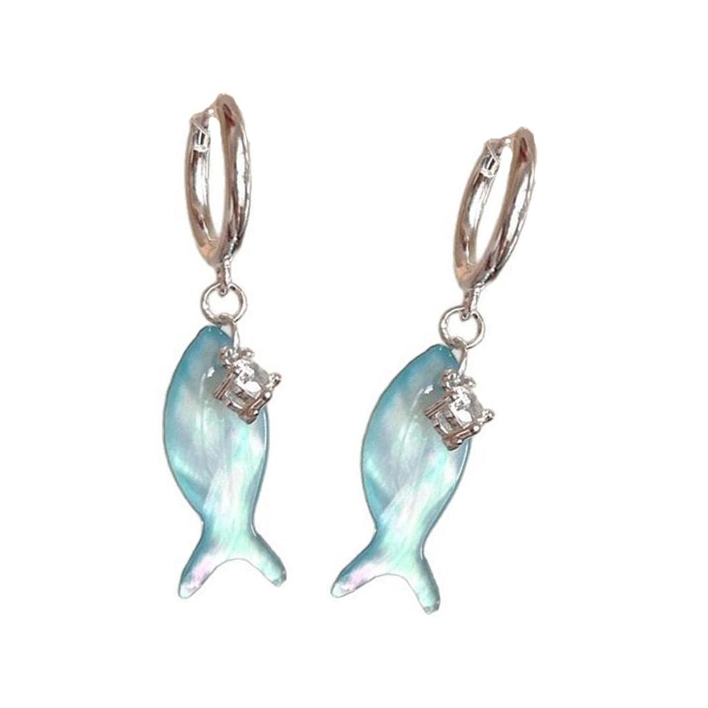 Stylish Blue Fish Pendant Earrings Waterproof Ear Accessories Everyday Wear Dangle Earrings Fashion Jewelry for Women