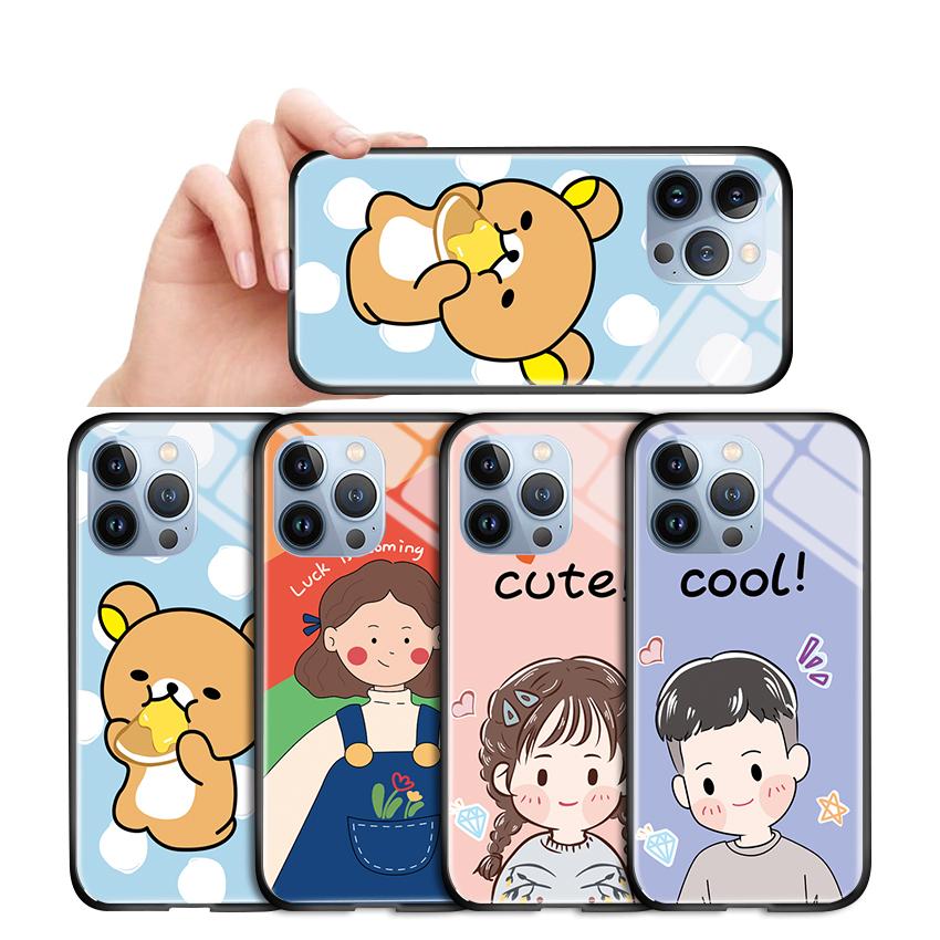 Tempered Glass Phone Case For iPhone 11 12 13 14 15 16 17 Redmi 10 12 14C Note10 Note14 Xiaomi 11Lite PocoC75 Soft Edge Shockproof Smooth Shell