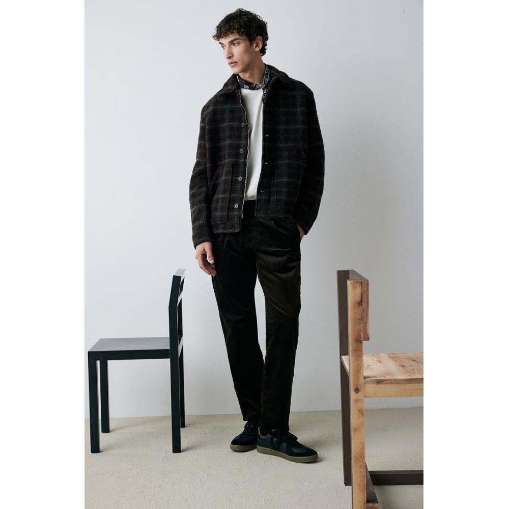 

Куртка HM Regular Fit из смеси шерсти, темно-коричневая клетка S