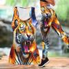 The Majestic Tiger Pattern Print Yoga Outfit for Women Fashion Workout Leggings Fitness Sports Casual Yoga Set Sports Suit