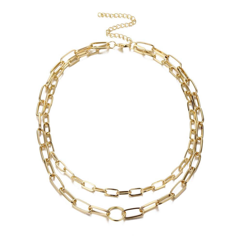 

Двухслойное потрясающее ожерелье-цепочка для женщин с элегантным геометрическим дизайном и сплавной композицией