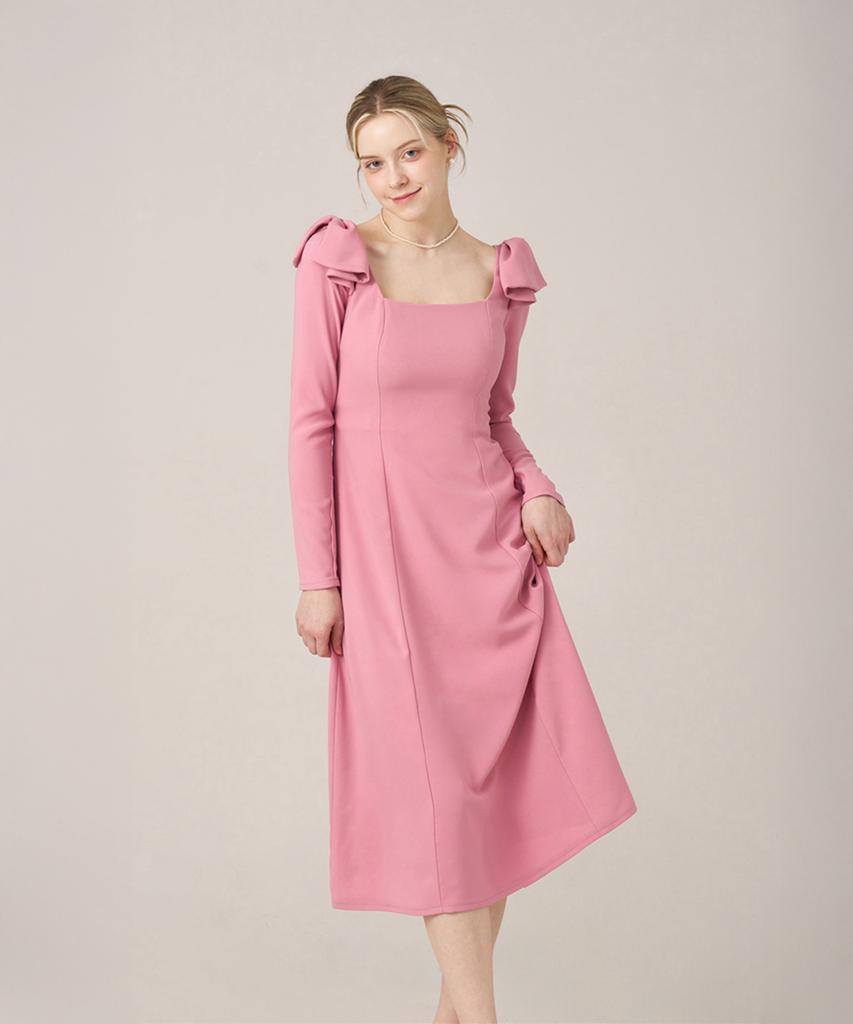 SQUSQUARE Audrey Ribbon Dress_Rose Pink