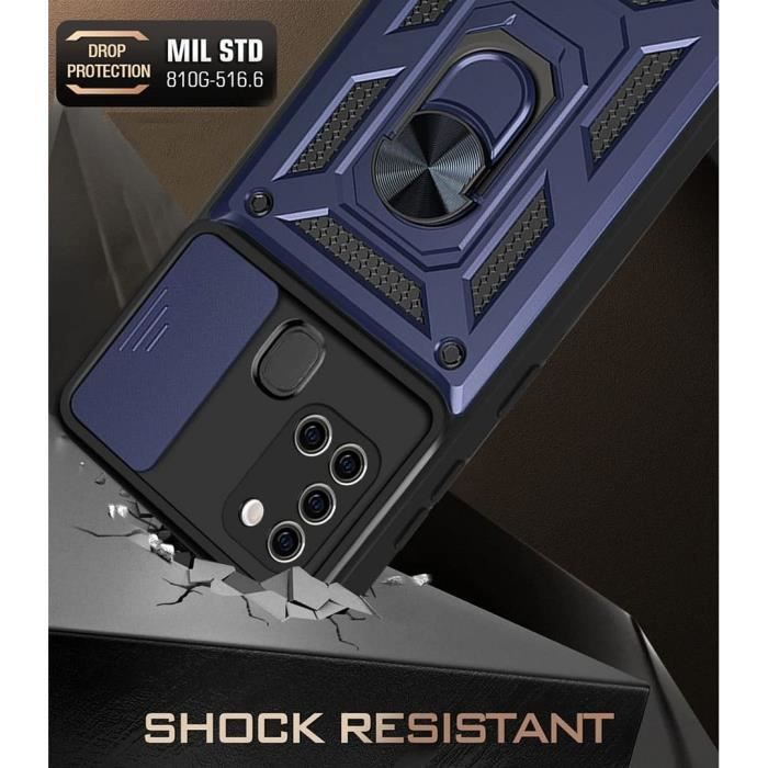 Hårt skal med härdat glas - Booling - för Samsung A21S - Marinblå - Repskyddande - Militärstil