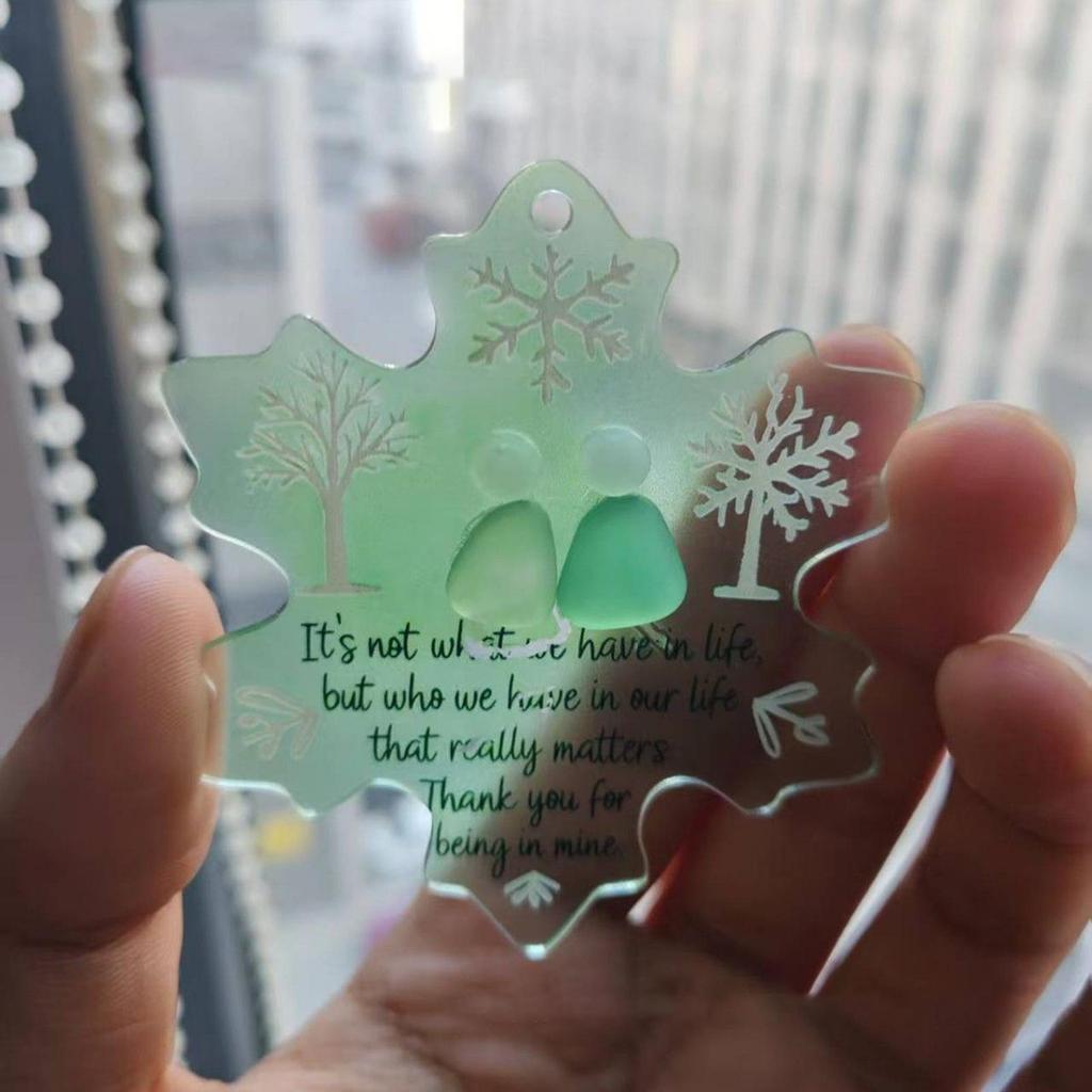 Sea Glass Snowflake Ornaments Acrylic Friendship Pendant Snowflake-Shaped Friendship Hanging Pendant for Hallway Festival