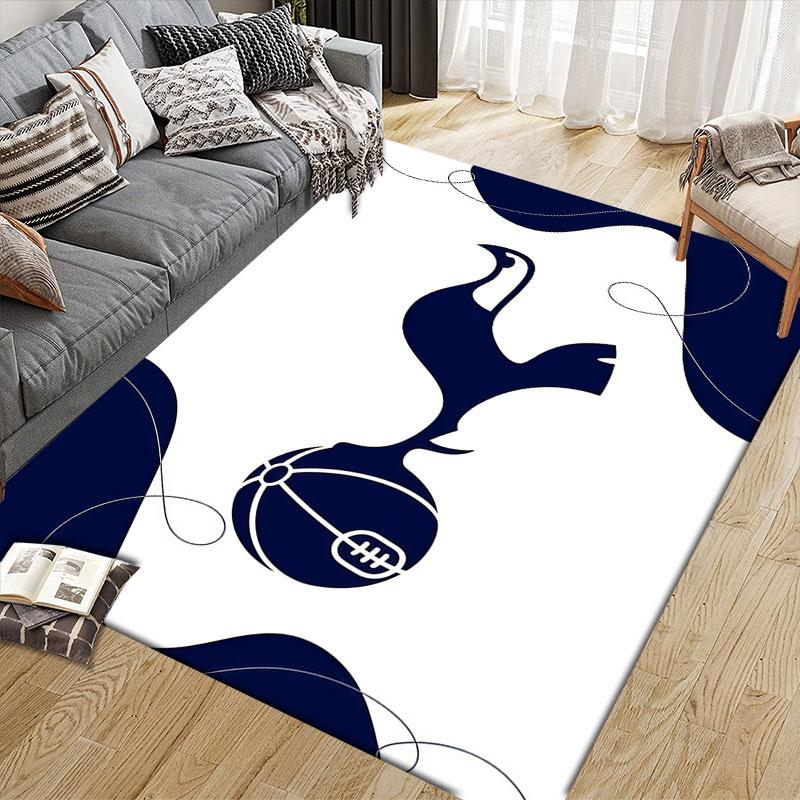 Tottenham Hotspur F.C Flannel Printed Carpet, Home Sofa Decoration for Living Room & Bedroom, Non‑Slip Play Flannel Floor Mat for Game Room