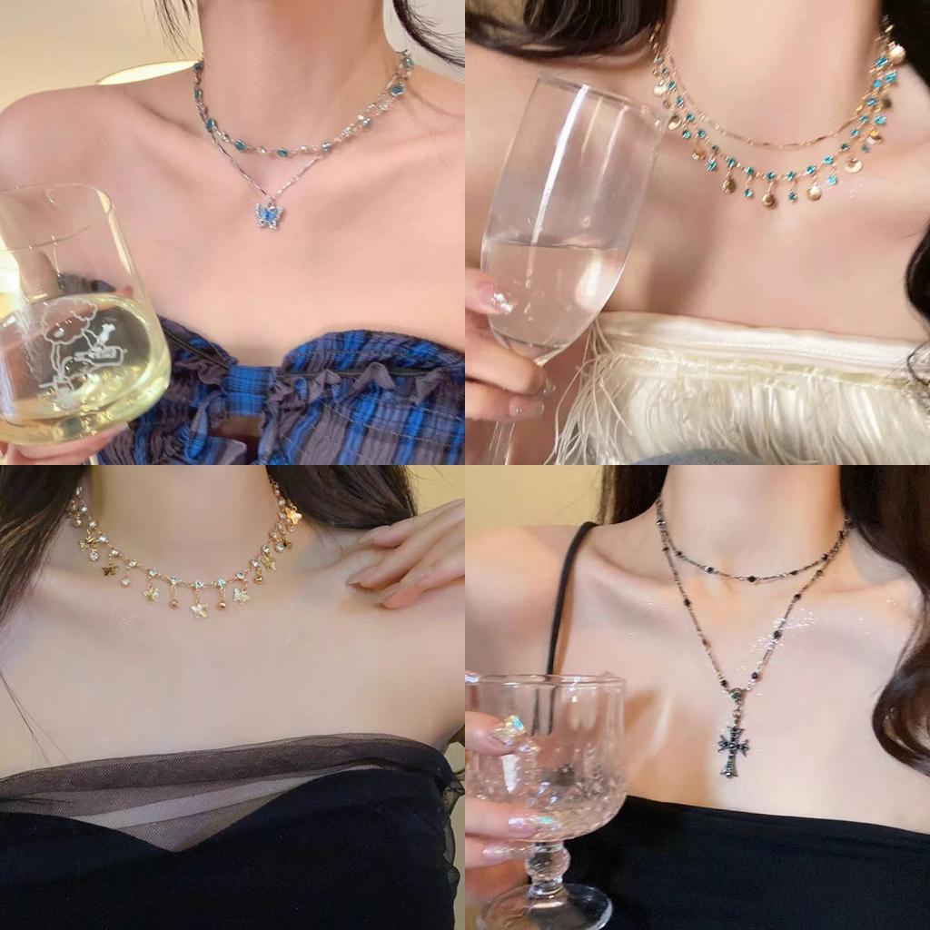 Pure Desire Ceiling Shining Zircon Light Luxury Collarbone Chain Necklace Female Tide Exquisite Temperament Versatile Neck Chain Jewelry