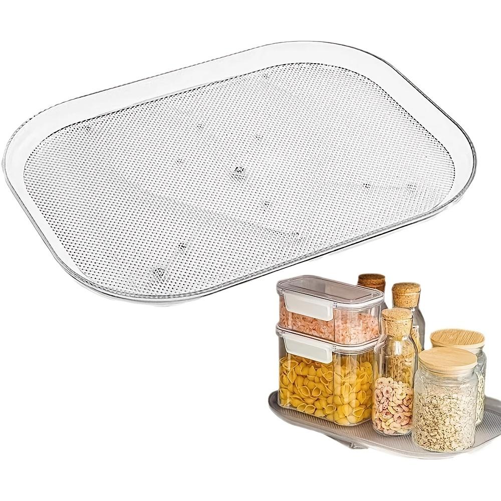 1pc 360° Rotating Lazy Susans for Refrigerator Rectangular Fridge Organizer Cabinet Tray Refrigerator Organizers And Storage