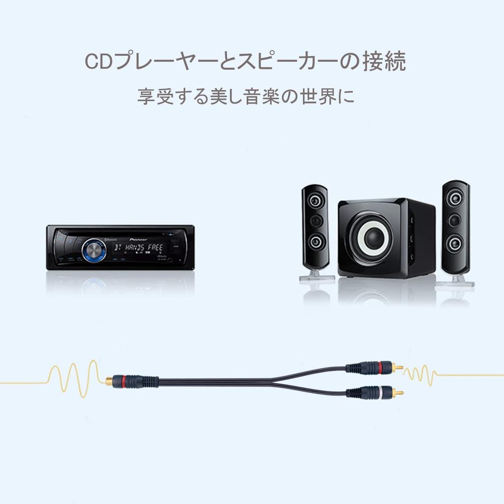 EIGHTNOO Cavo RCA 2 Rosso 1 RCA Femmina a 2 RCA Video Audio Audio Stereo RCA Splitter per Altoparlanti Amplificatore, Cavi, 21,5 cm, e Bianco, Maschio, Tipo Y, Cavo,