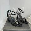 Summer Sandals Women New One Line Strap Super High Heel Sandals Women's Pointed Thin Heels Banquet Red Simple High Heels