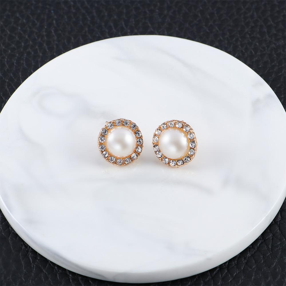 Gold Color Simulated Pearl For Women Hollow Round Accessories Jewelry Earring Sets Stud Earrings