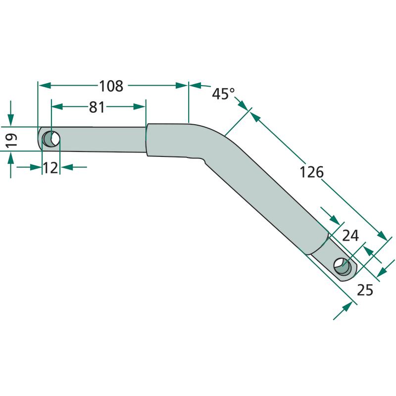 Upper connector hitch pin cat. 1/2 fi 19/25mm length 108mm 12970