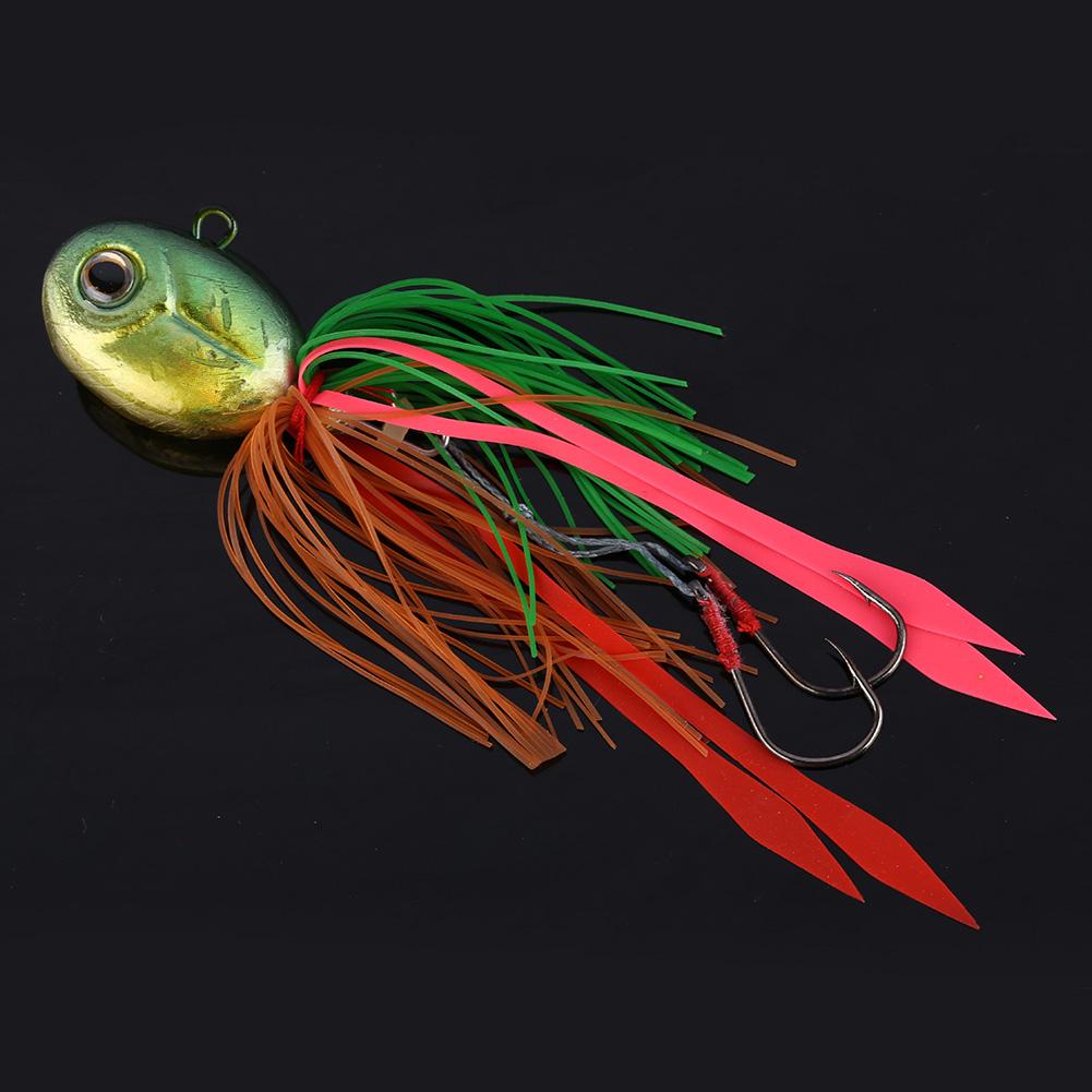 Dark Green Fishing Lures Squid Head With Silicone Skirt Saltwater Fishing Hooks (Dark green)