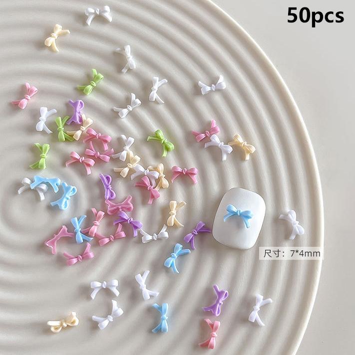Mixed Cute Mini Colorful Resin Line Bowknot Bow Tie Ribbon Nail Art Decorations DIY Manicure Rhinestones Accessories