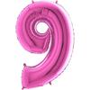 Number 9 Balloon - MY VERRINES - Fuchsia - 66 Cm - Helium - Birthday Decoration