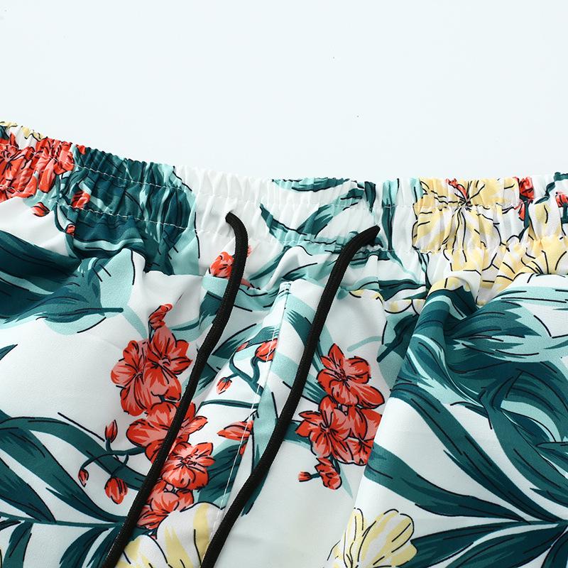 Versatile Men's Quick-Dry Shorts & Floral Shirt Set - Retro Hainan Island National Trend