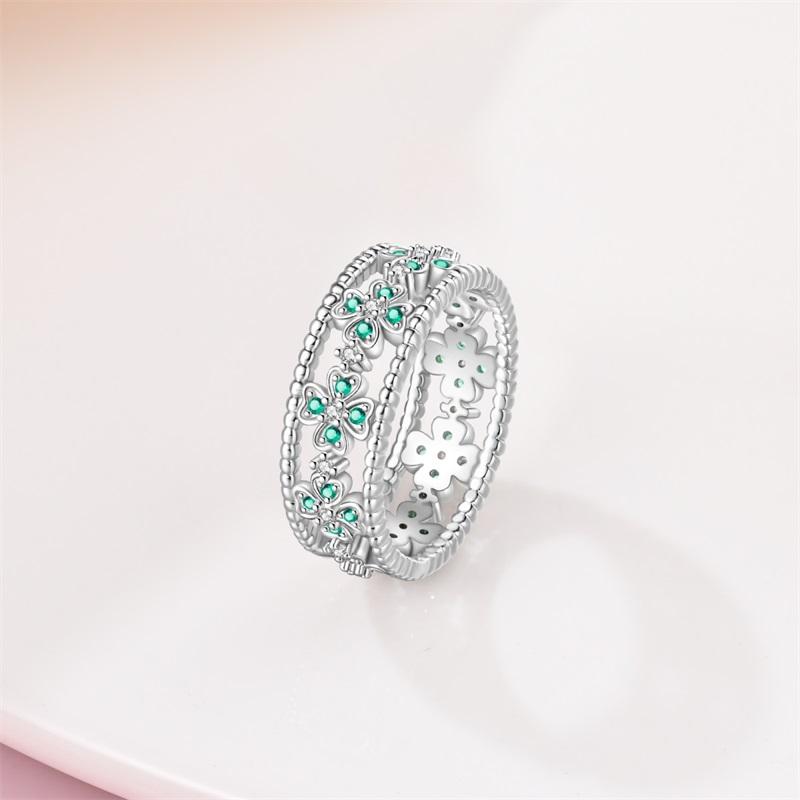 New 100% 925 Silver Fashion Sunflower Sun Moon Wide Rings Classic Heart-Shaped Crown Female Rings Elegant Party Jewelry