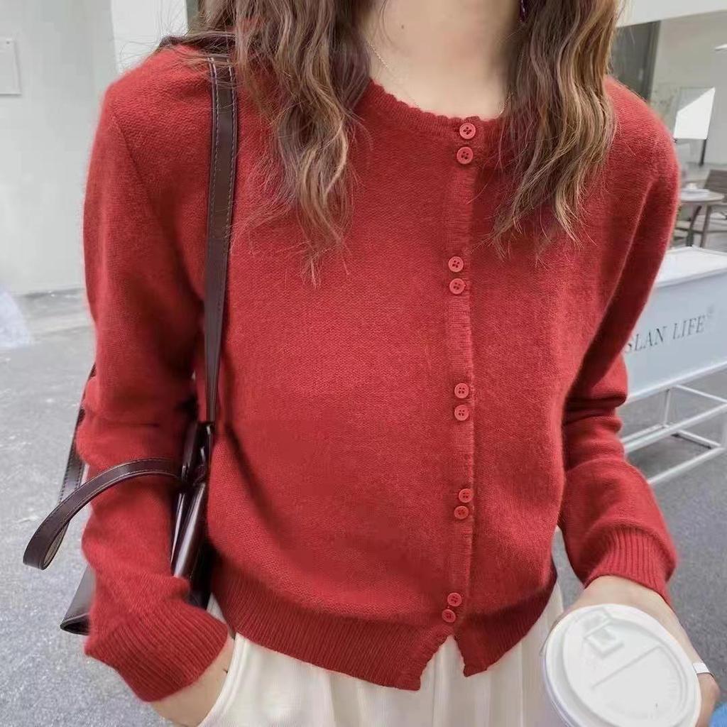 Autumn & Winter Round Neck Wool Cardigan: Women's Loose, Short, Versatile Knit Outerwear