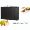 Grote opvouwbare draagbare zwarte BBQ-barbecuegrill buiten houtskoolreispicknick