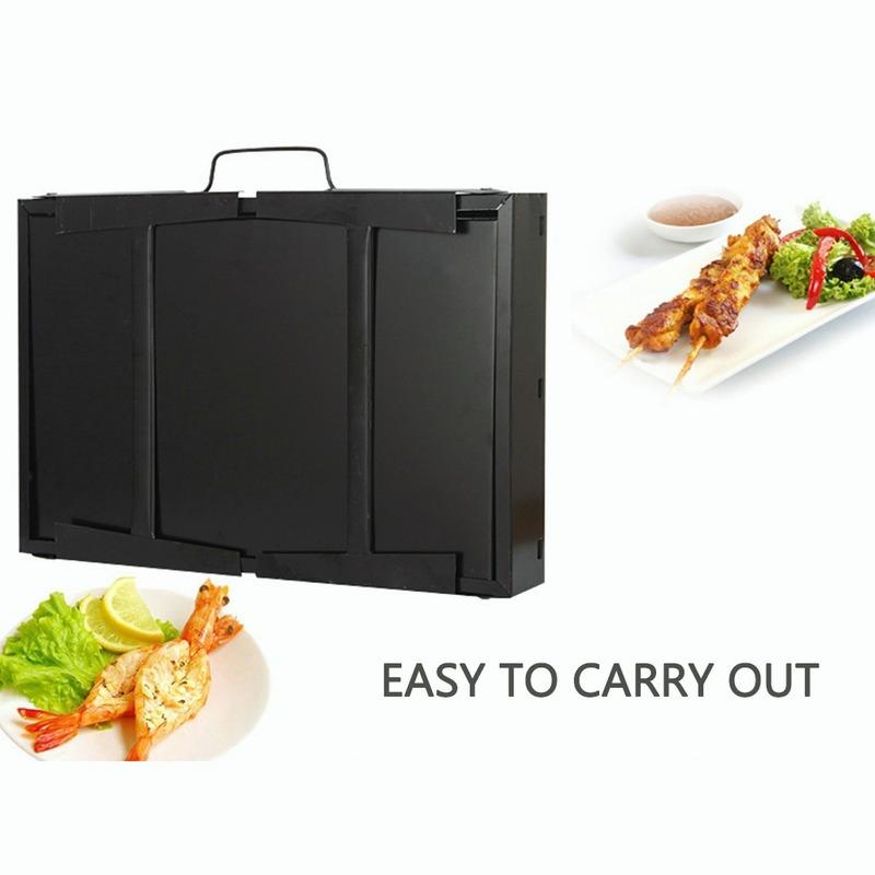 Grande barbecue pieghevole portatile nero, griglia per barbecue, barbecue da esterno, carbone, viaggio, picnic