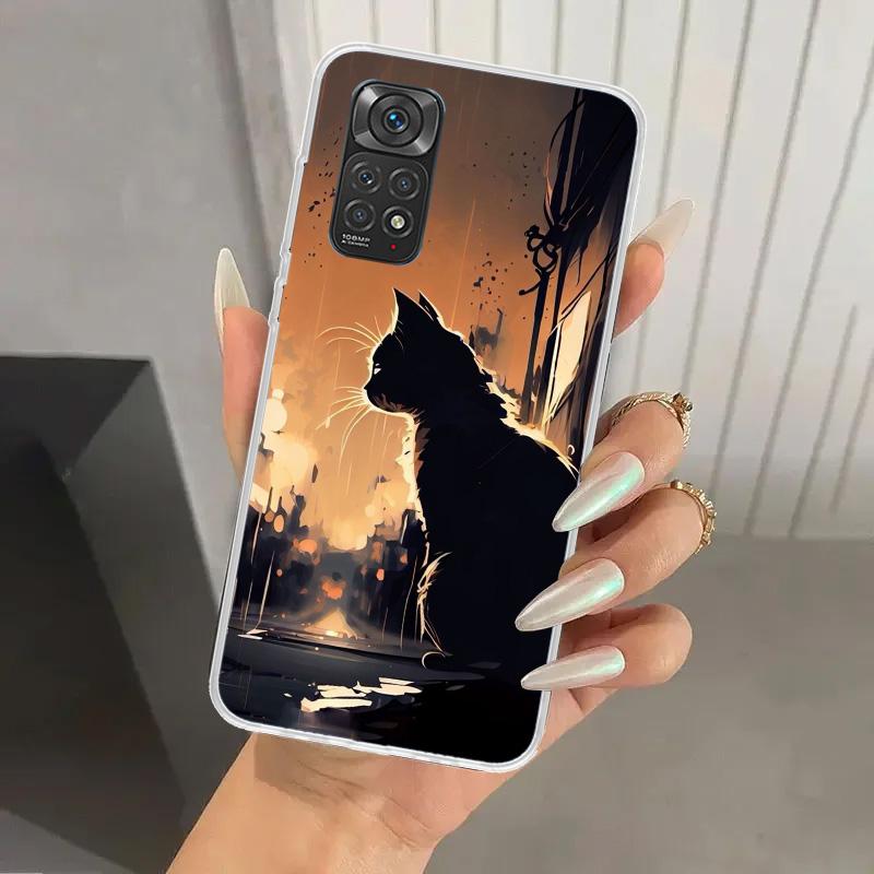 Anime Cat Rain Animal Phone Case for Xiaomi Redmi Note 15 14 14S 13 12S 12 Pro 11S 11 Plus 11T 11E 10S Soft Funda Print Shell Re