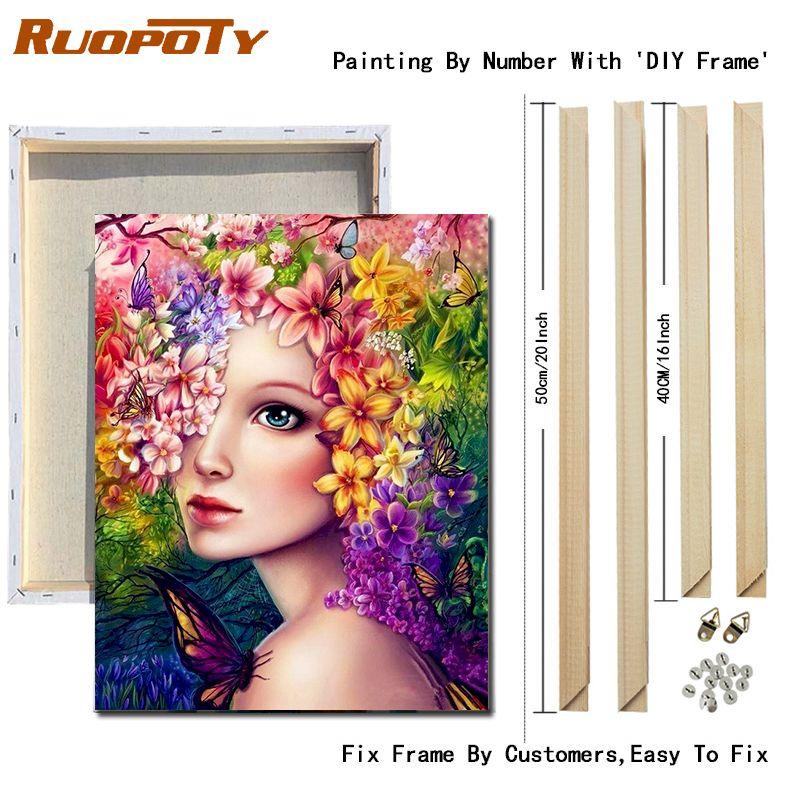 RUOPOTY Color Lady Painting By Numbers Kits For Adults Abstract Figure Picture Acrylic Paint Color Draw Hand Painted On Canvas