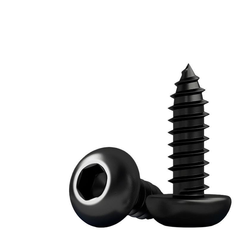 Yigu Černé šrouby s vnitřním šestihranem s vysokou pevností, třída 8.8, M2-M6, kulatá/talířová hlava