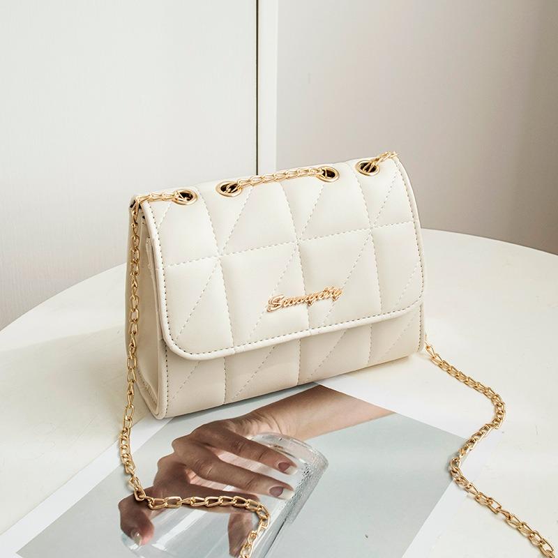 Fashion and Elegant Rhombus Embroidered Shoulder Square Bag Trendy Chain Messenger Women's Bag Bag