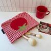 Ute Red Checkered Tomato Cosmetic Bag Large Capacity Portable Handheld Wash Bag Simple Versatile Makeup Storage Bag