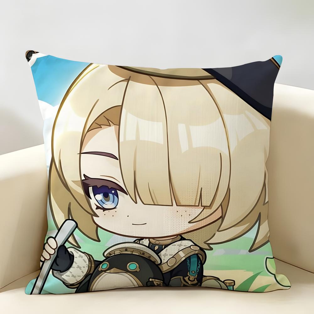 Freminet Genshin Impact Cushion Cover Natural Linen Organic Fabric DoubleSided Printing Room Sofa Decor Pillow Case