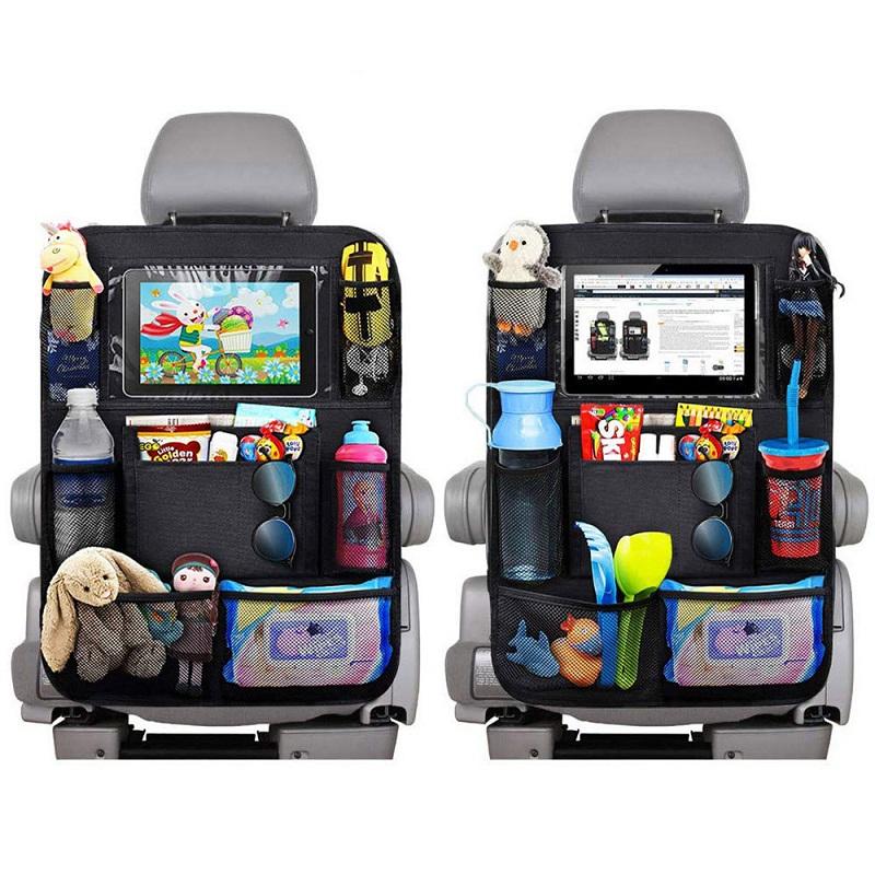 2PCS Kick Mats Back Seat Protectors Storage Organizer Pocket Universal Black