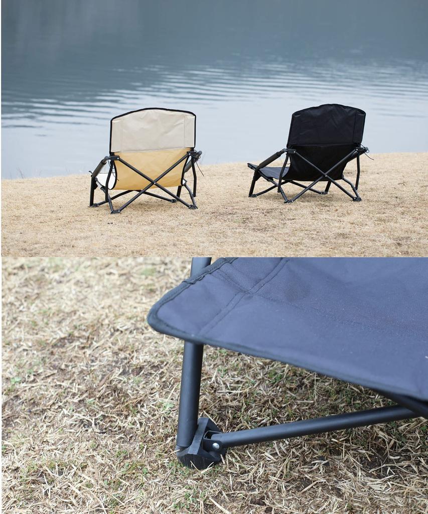 S'more Eisen Low Sessel, Outdoor Campingstuhl, Klappstuhl, Stilvoller Eisen Low Stuhl mit Oxford-Stoff und Aufbewahrungstasche (BEIGE)