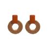 European Retro Geometric Raffia Earrings: Vacation-Style Wooden Hollow Long Accessories for Women