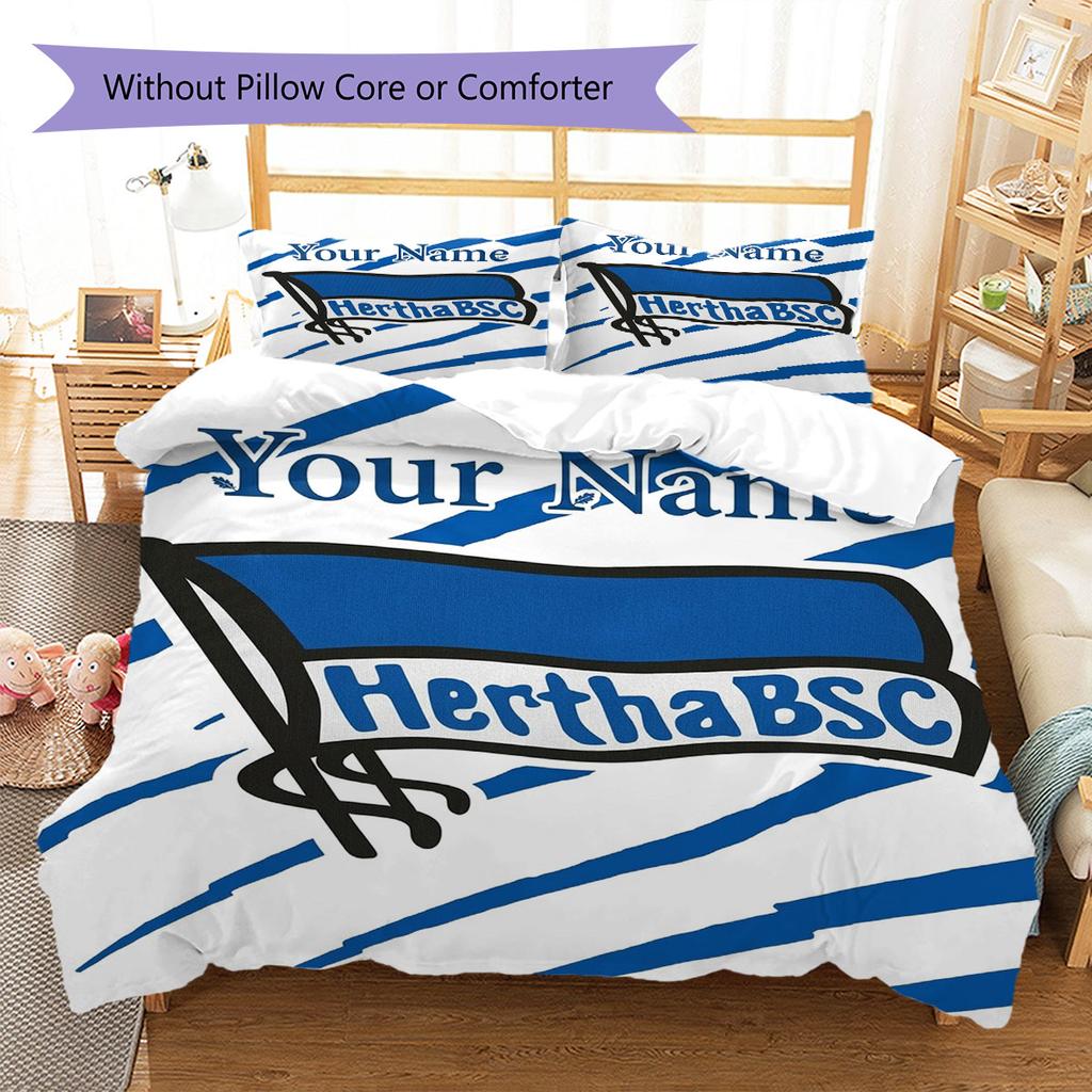 Hertha BSC Custom Name Pattern Bedding,Quilt Set Quilt Cover Pillowcase Home Birthday Gift(1 * Duvet Cover + 2 * Pillowcase, Without Core)