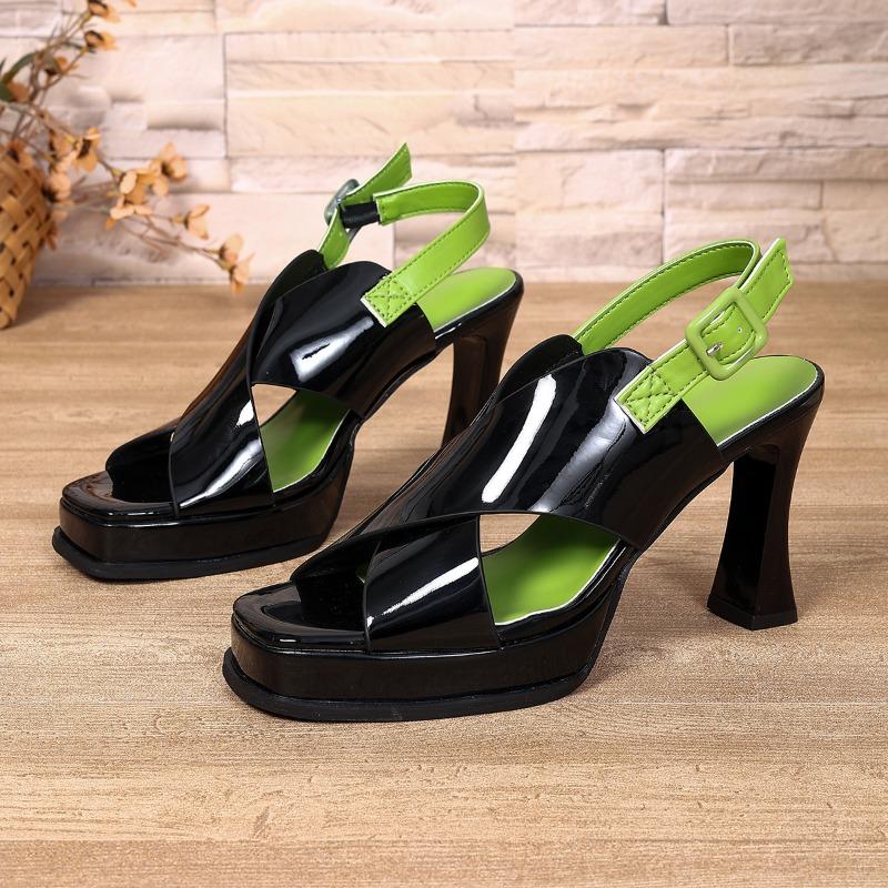 Fashion 2025 NEW Elegant Sandals Women's Frosted Leather Thick Heel Waterproof Platform Open Toe Sandals Shoes Summer New