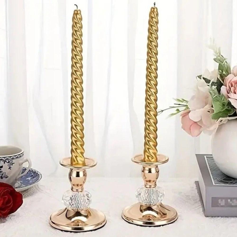 For Candle Light Dinner Table Candlestick Holder Metal Crystal Candle Stand  Birthday