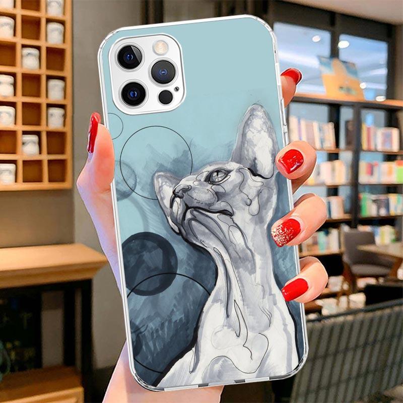 Lavaza Sphynx Sphinx Cat Cover Phone Case For iPhone 16 17 Air 15 14 Pro Max 16E Phone Case 13 Mini 12 11 7 SE 8 Print Pattern F