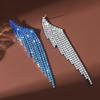 Ladies Light Luxury Gradient Color Long Tassel Shines Crystal Ear Drop