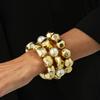 Salircon Vintage Irregular Imitation Pearl Bracelet Women Trendy Classic Stacked CCB Beaded Charms Bangles Couple Hand Jewelry
